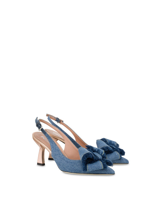 Slingback In Denim Ribbon Bow
