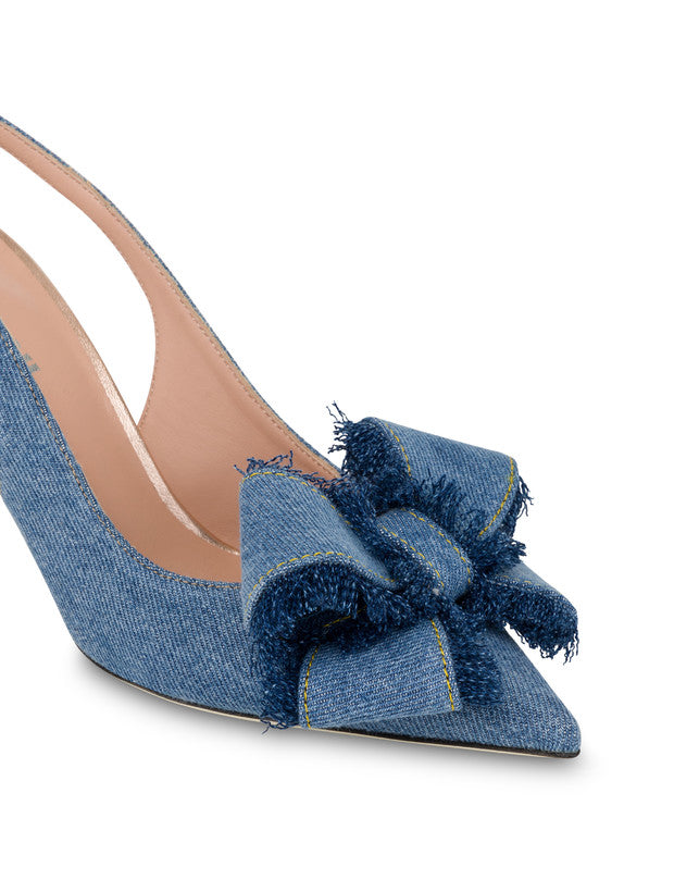 Slingback In Denim Ribbon Bow
