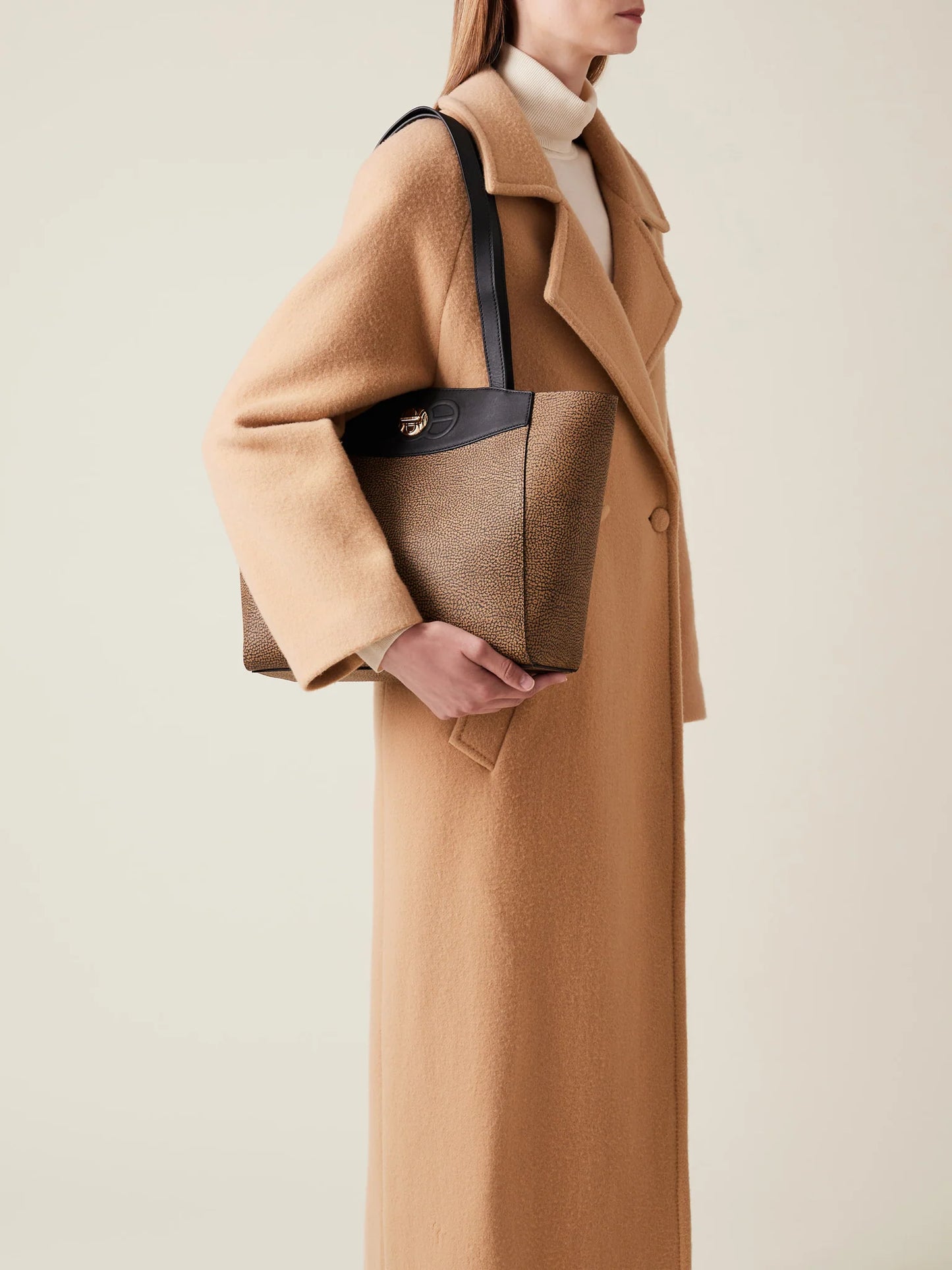 Borsa a spalla di Tela rivestita OP e pelle