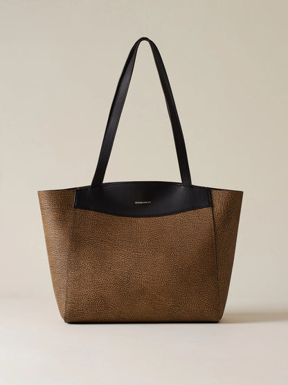 Borsa a spalla di Tela rivestita OP e pelle