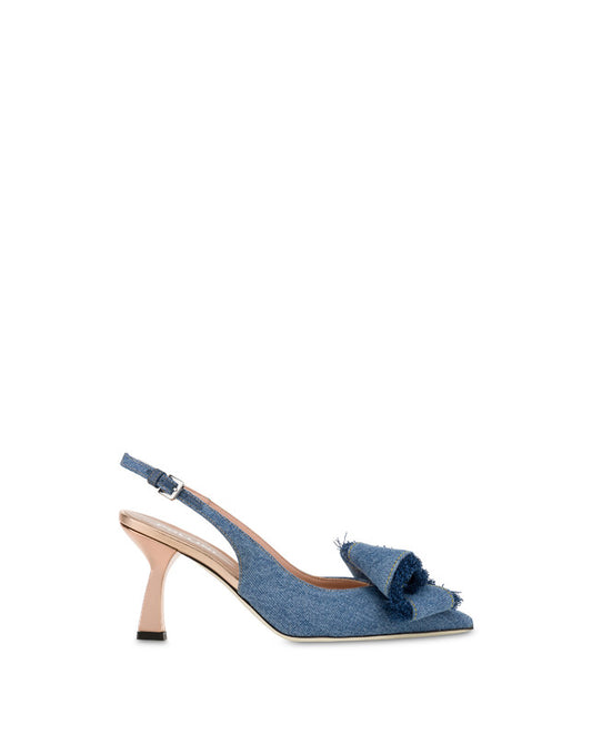 Slingback In Denim Ribbon Bow