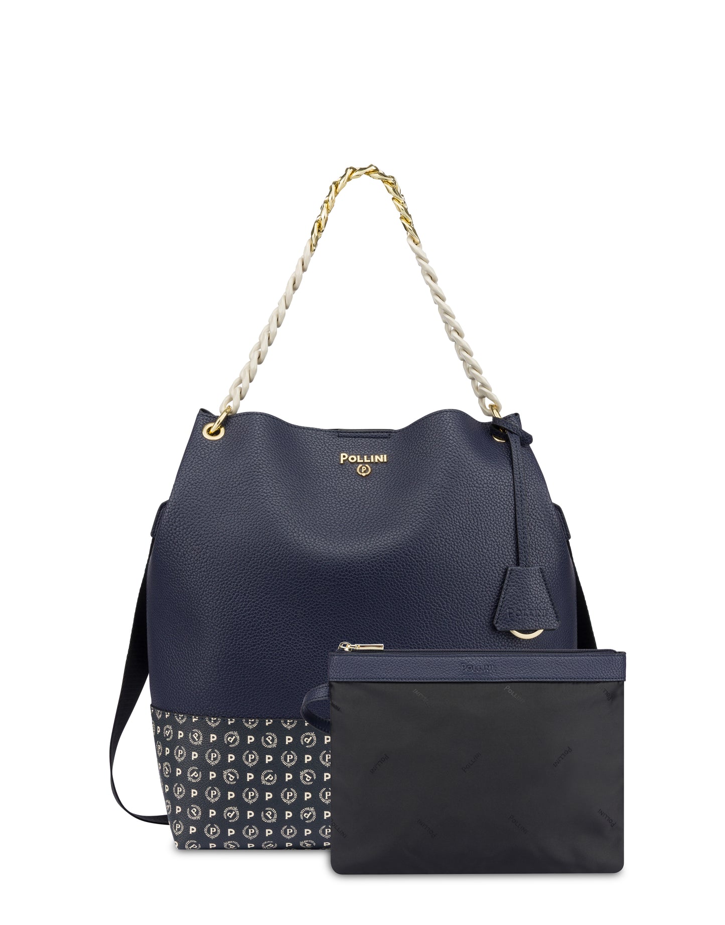 Tracolla amovibile con logo jacquard Pollini