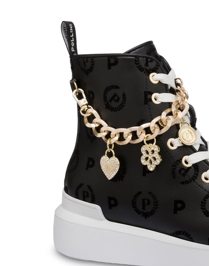 High Sneakers Con Charms Heritage Flock Nero/nero
